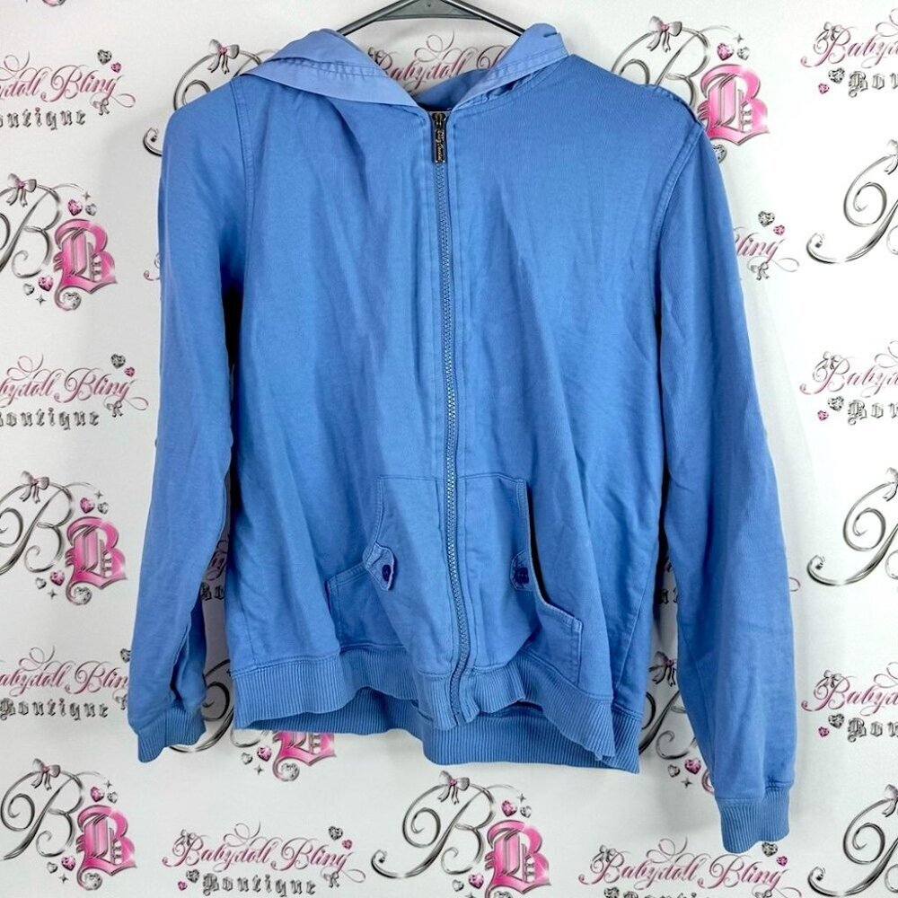 Oleg Cassini sport sweater zip up hoodie Blue Jacket vintage pockets